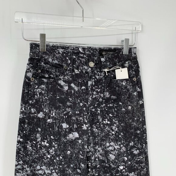 AG Adriano Goldschmied Alexxis Cropped jeans black floral straight leg new 25 - Picture 3 of 7